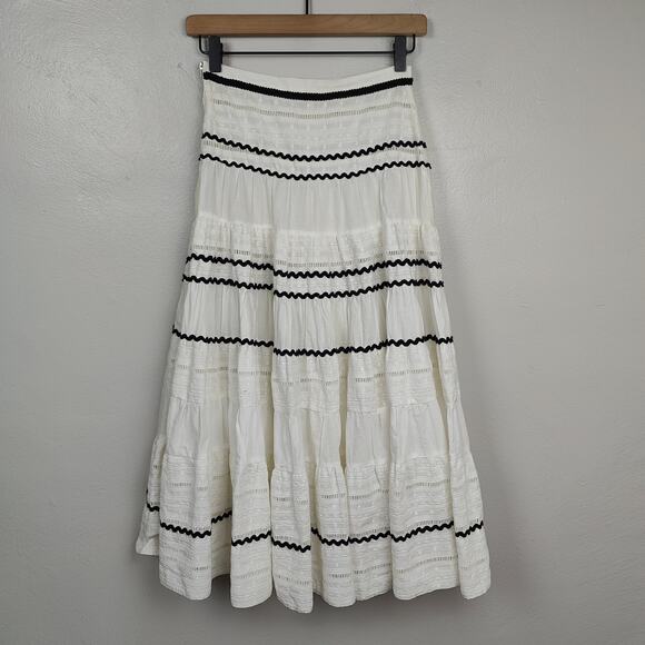Maje White Tiered Midi Skirt Size 34 XS - Picture 6 of 7